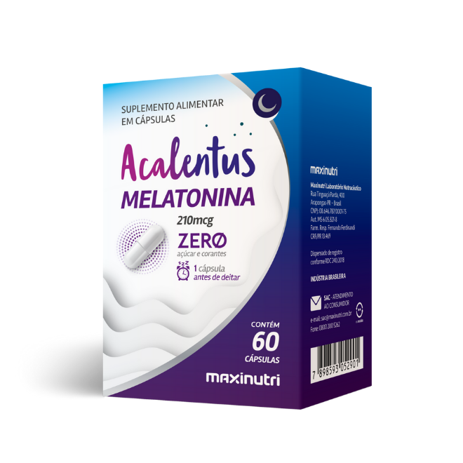 Acalentus Melatonina Zero 210mcg (60 Cápsulas) - Maxinutri 