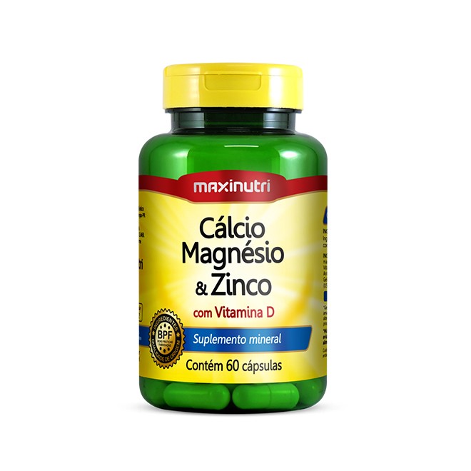 Cálcio, Magnésio & Zinco 60 Cápsulas - Maxinutri