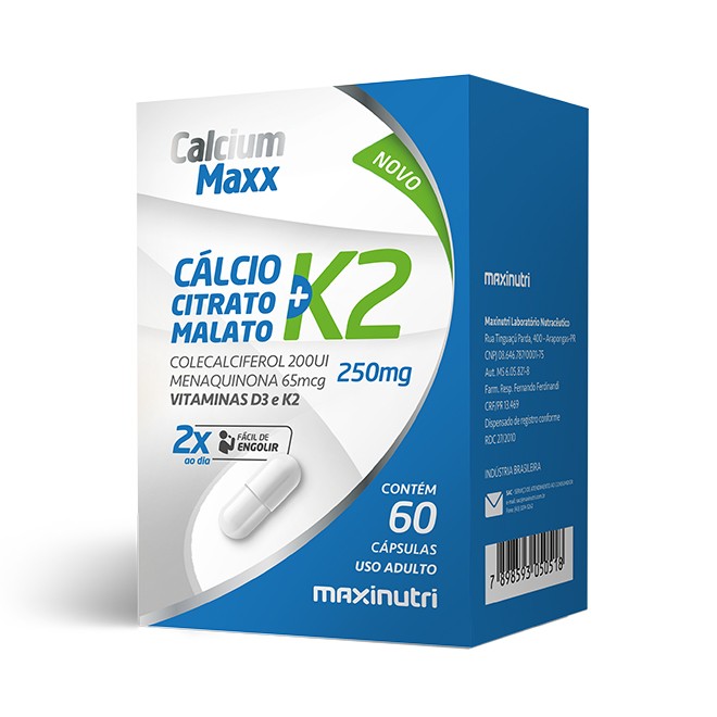 Calcium Maxx + K2 60 Cápsulas - Maxinutri 