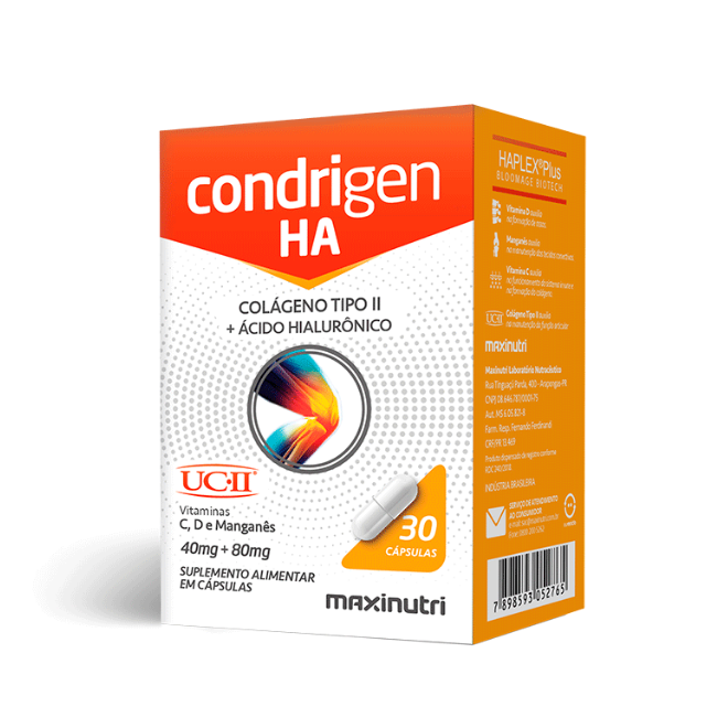 Condrigen HA colágeno Tipo II + Ácido Hialurônico (30 Caps) - Maxinutri 