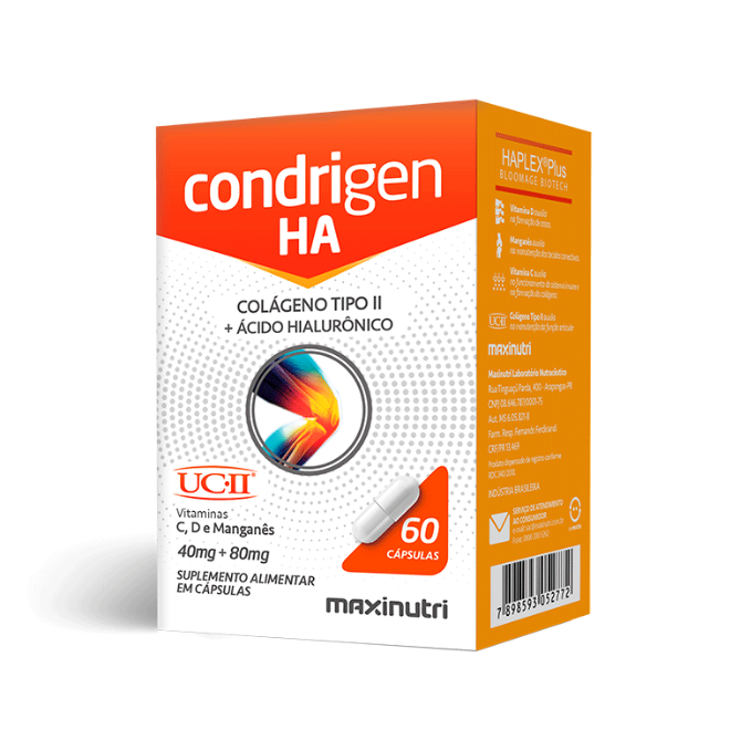 Condrigen HA colágeno Tipo II + Ácido Hialurônico (60 Caps) - Maxinutri 