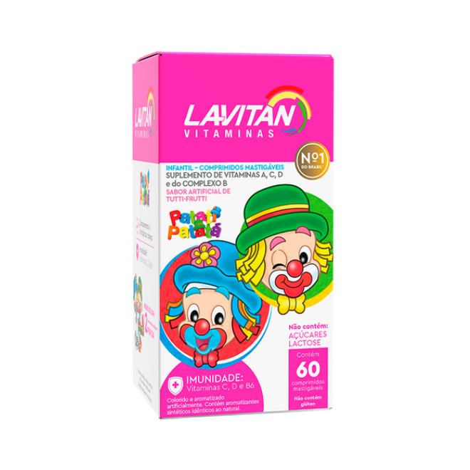 Lavitan Infantil c/ 60 Comprimidos Mastigáveis Tutti-Frutti - Lavitan