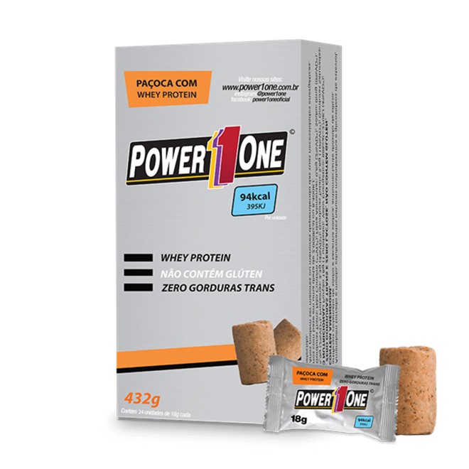 Paçoca com Whey Protein Caixa c/ 10 - Power 1One