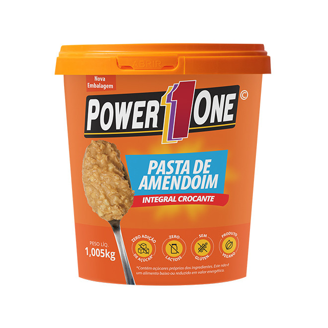 Pasta de Amendoim Integral Crocante - 1kg - Power1One