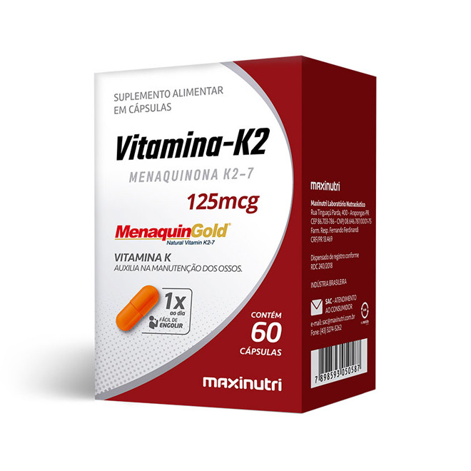 Vitamina K2 (125mg) 60 Cápsulas - Maxinutri